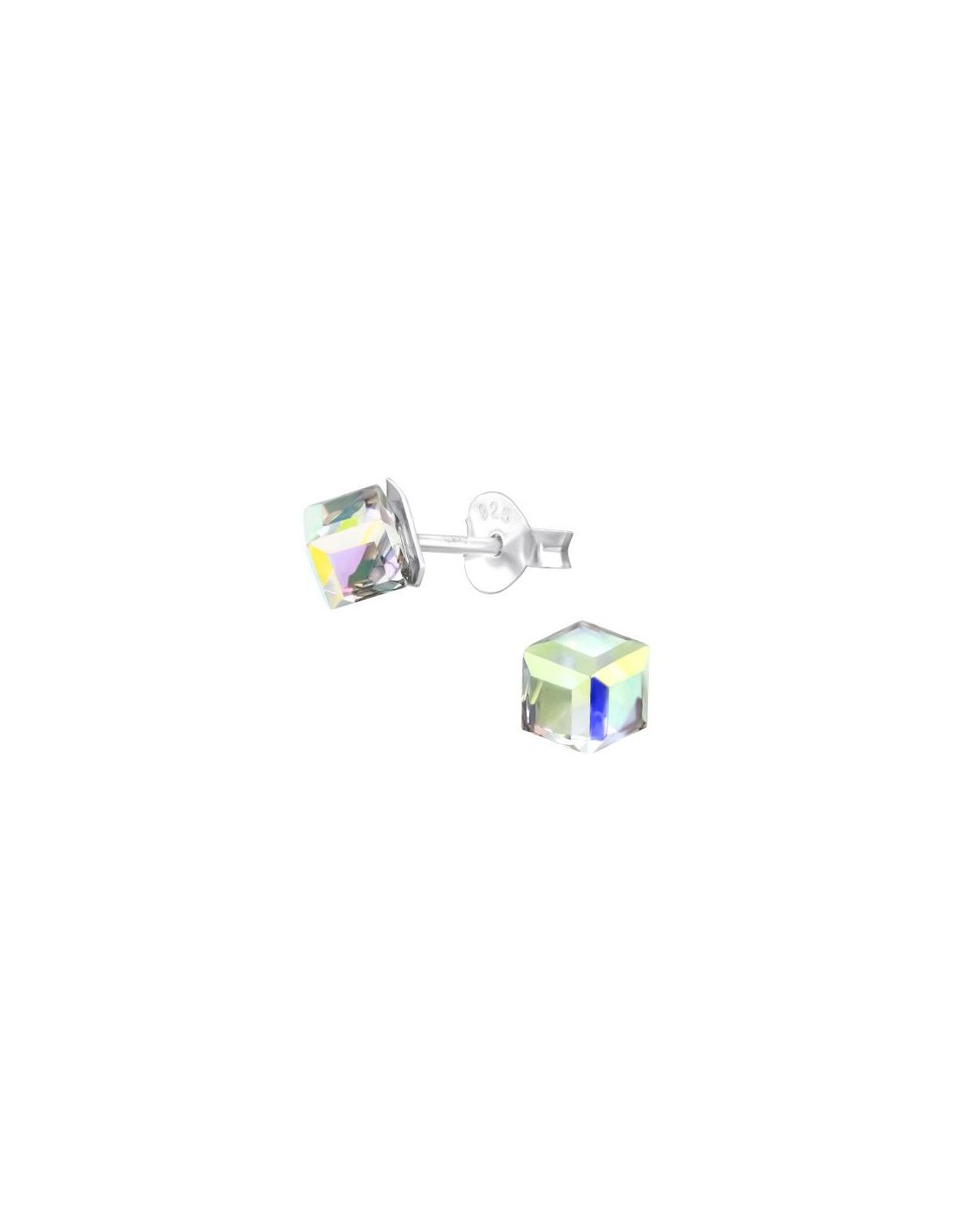 Aros de Plata Cube 4Mm AB Crystal 5...