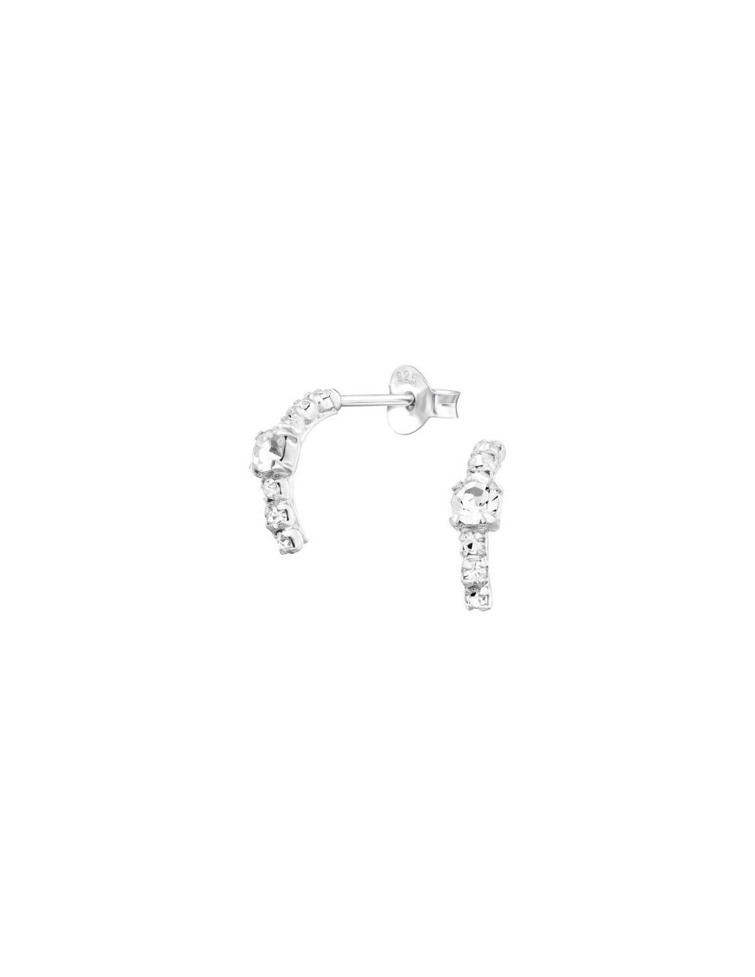 Aros de Plata Semi Hoops Crystal 3 mm...