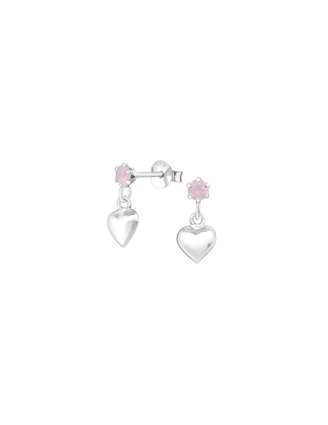 Aros de Plata Hanging Heart Rose Opal...