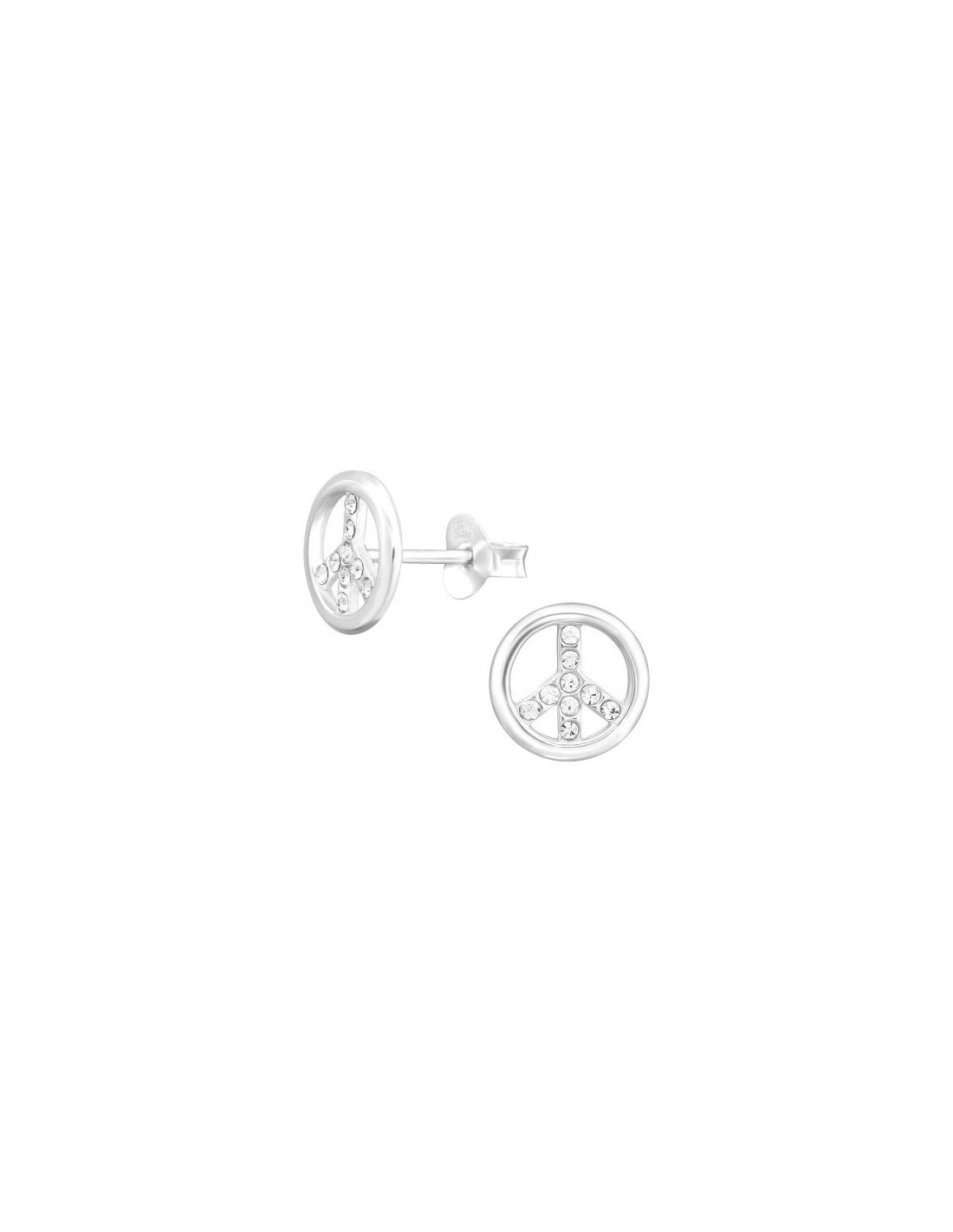 Aros de Plata Peace Symbol Crystal 9...