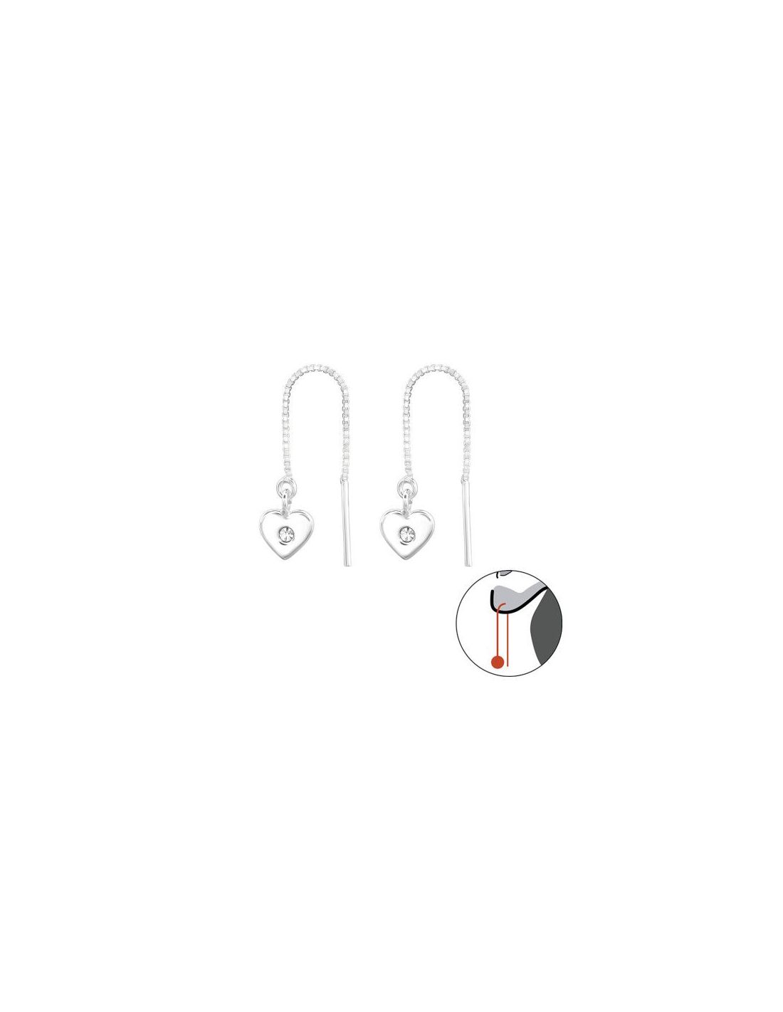 Aros de Plata Heart Crystal 6 mm x 6 mm