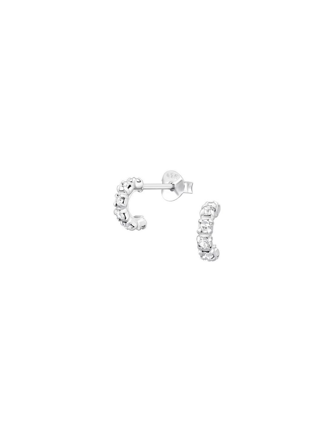 Aros de Plata Half Hoop Crystal 2 mm...