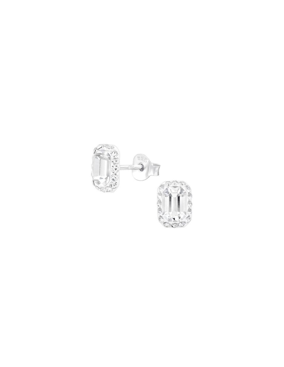 Aros de Plata Octagon Crystal 4 mm x...