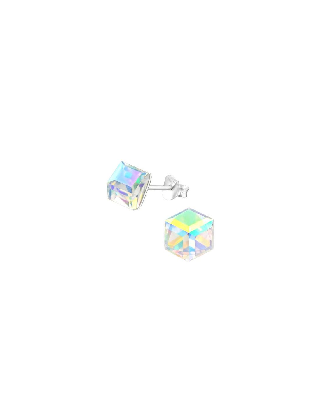 Aros de Plata Cube 6Mm AB Crystal 7.7...