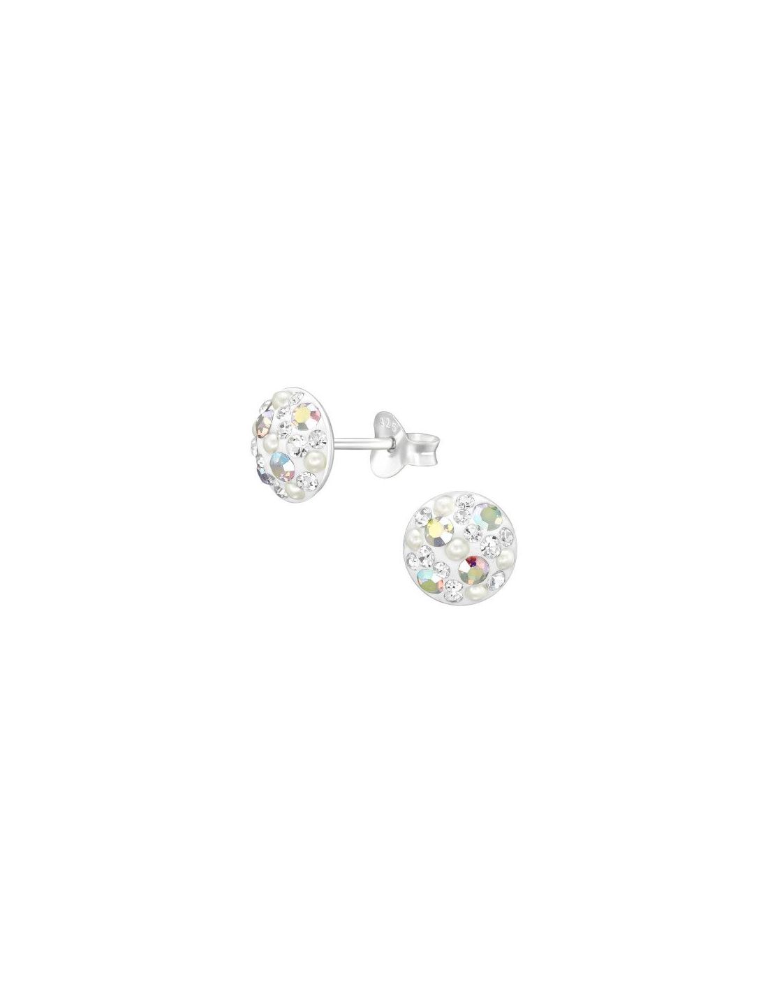 Aros de Plata Round Crystal 7.8 mm x...