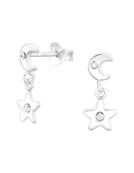 Aros de Plata Moon And Star...