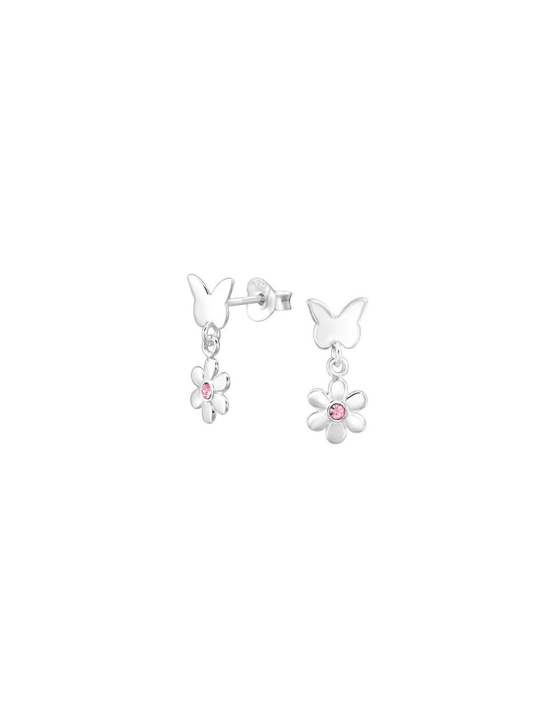 Aros de Plata ฺButterfly And Flower...