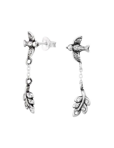 Aros de Plata Bird And Leaf...