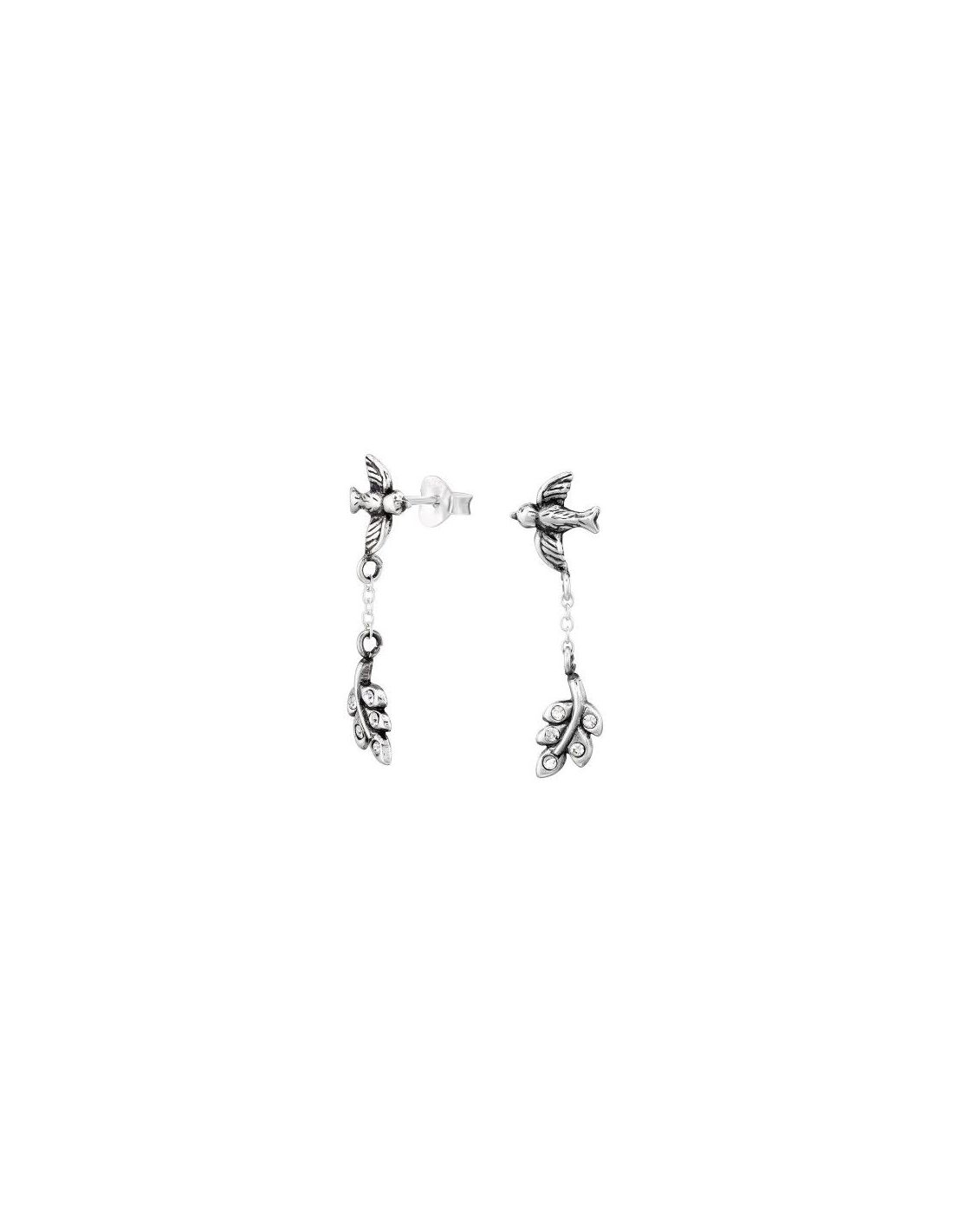 Aros de Plata Bird And Leaf Crystal 8...