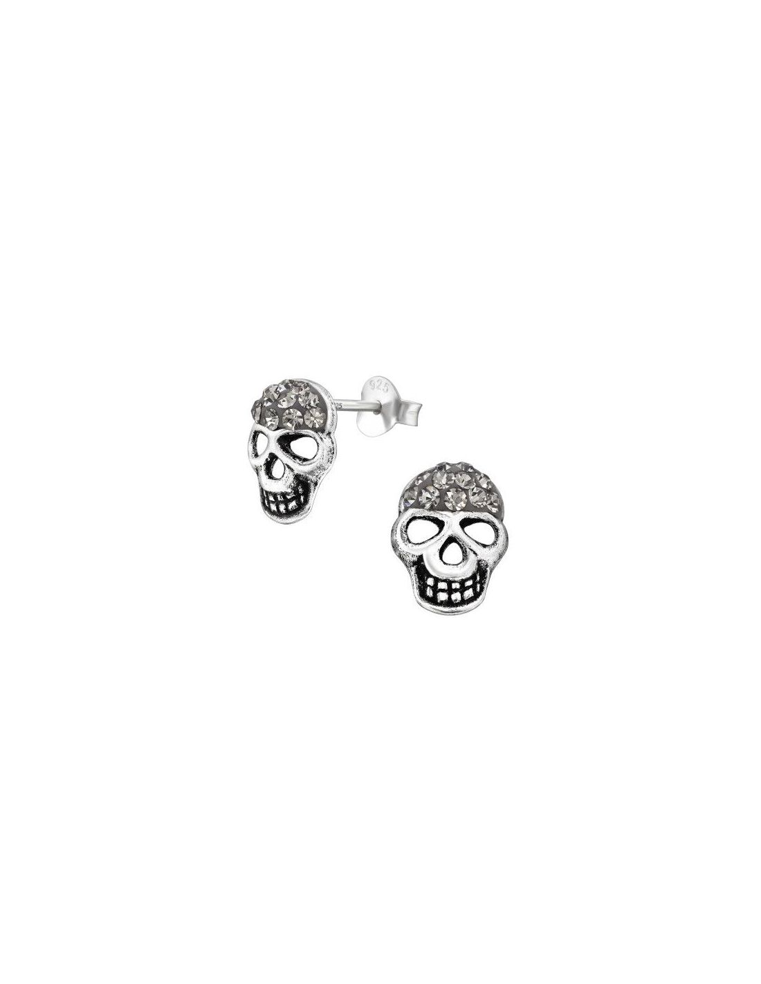 Aros de Plata Skull Black Diamond 8...