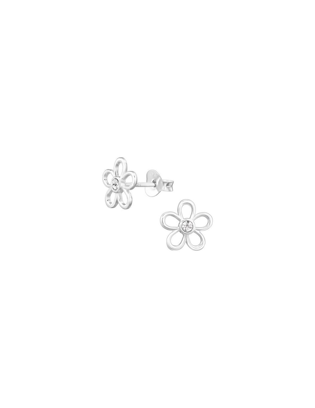 Aros de Plata Flower Crystal 9 mm x 9 mm