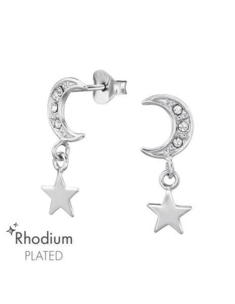 Aros de Plata Moon And Star...