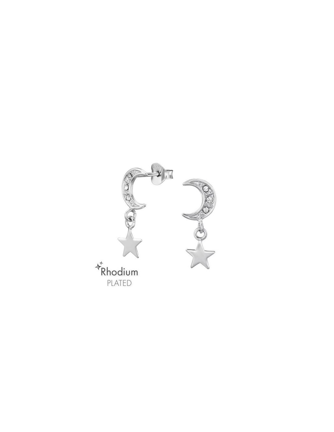 Aros de Plata Moon And Star Crystal 7...