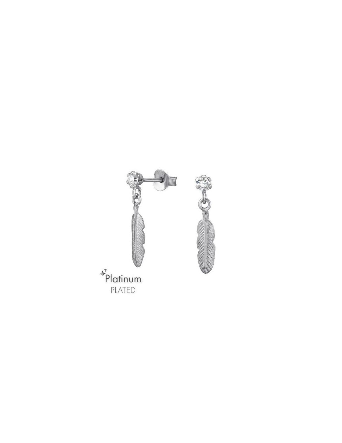 Aros de Plata Hanging Feather Crystal...