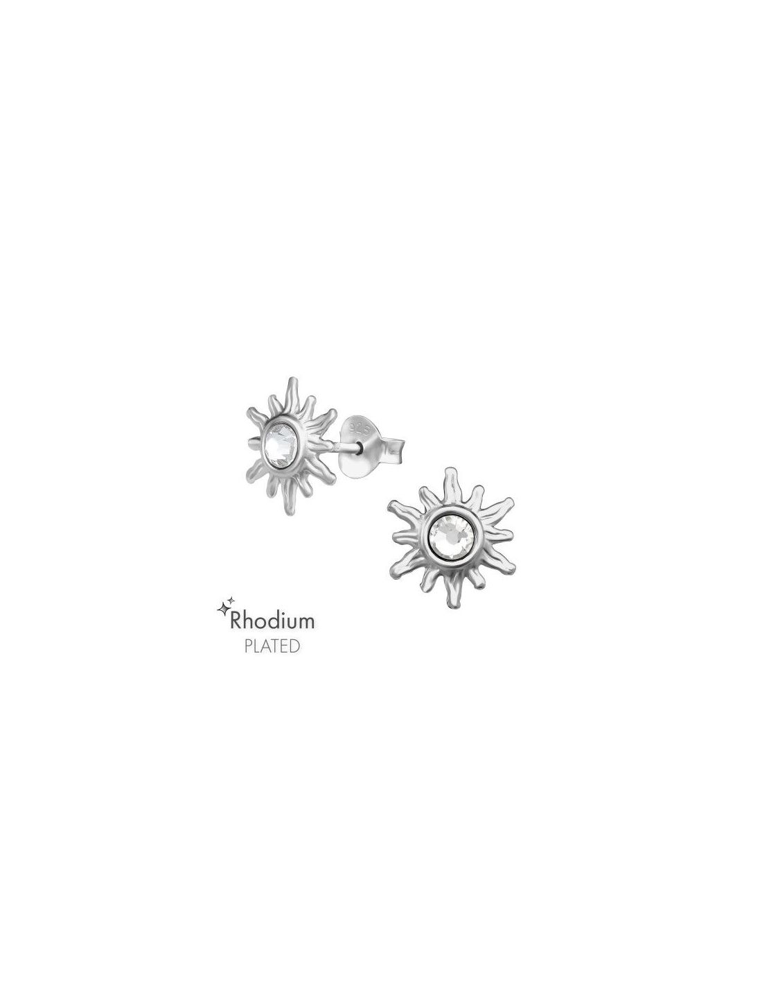 Aros de Plata Sun Crystal 10 mm x 10 mm