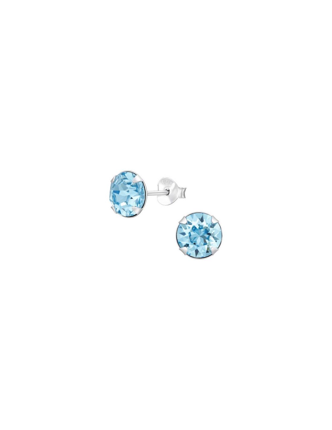 Aros de Plata Round Aquamarine 7.5 mm...