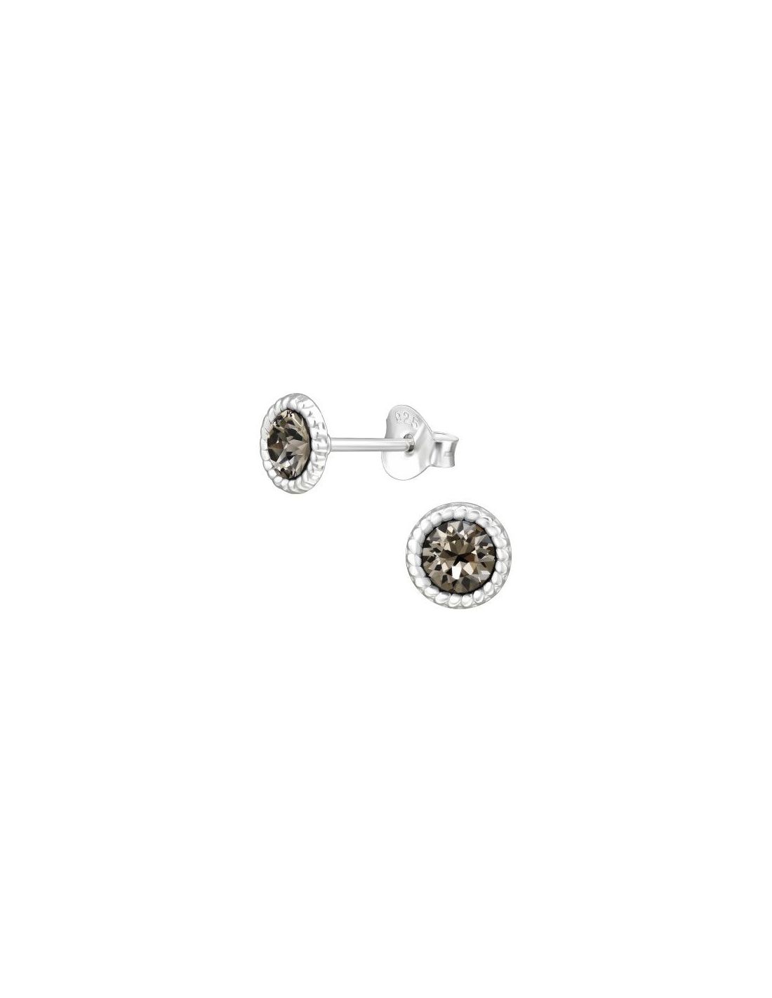 Aros de Plata Round Greige 6 mm x 6 mm