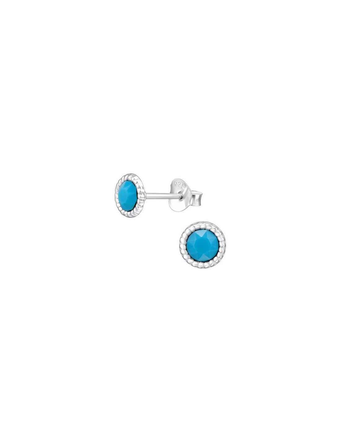 Aros de Plata Round Turquoise 6 mm x...