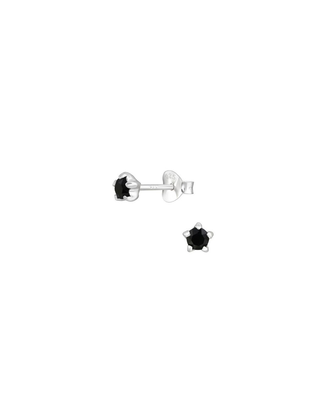 Aros de Plata Round Jet 4 mm x 4 mm