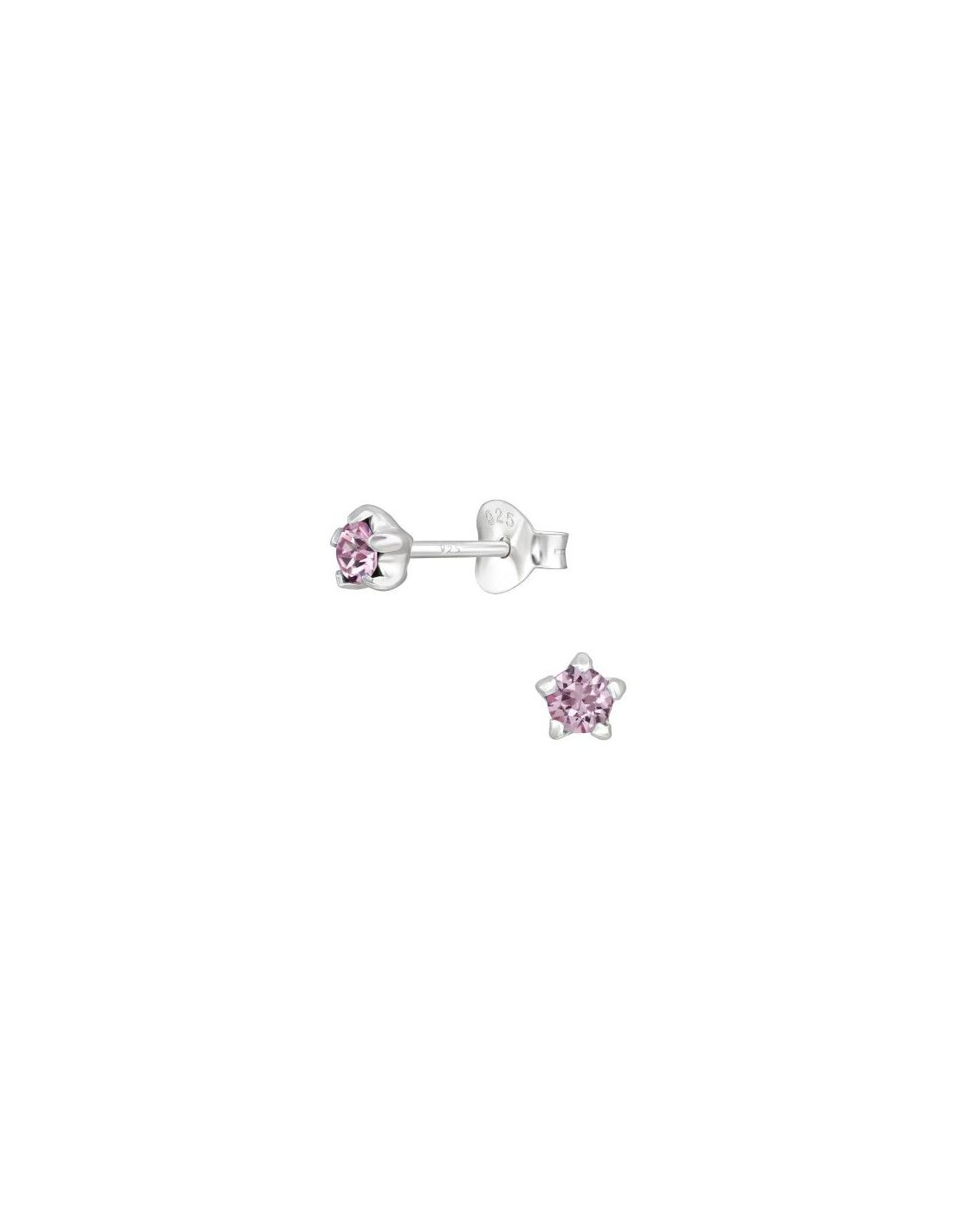 Aros de Plata Round Light Amethyst 4...