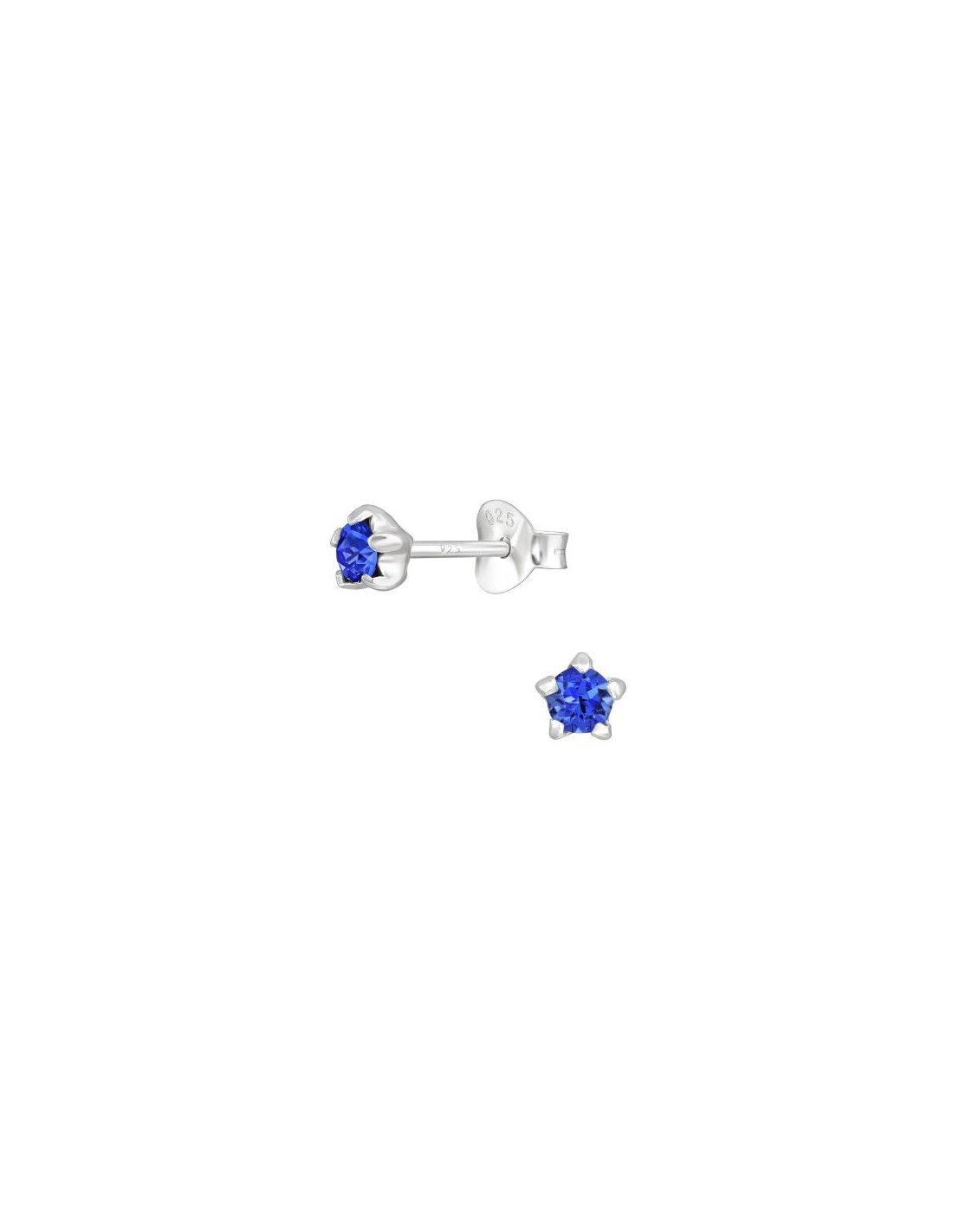 Aros de Plata Round Sapphire 4 mm x 4 mm