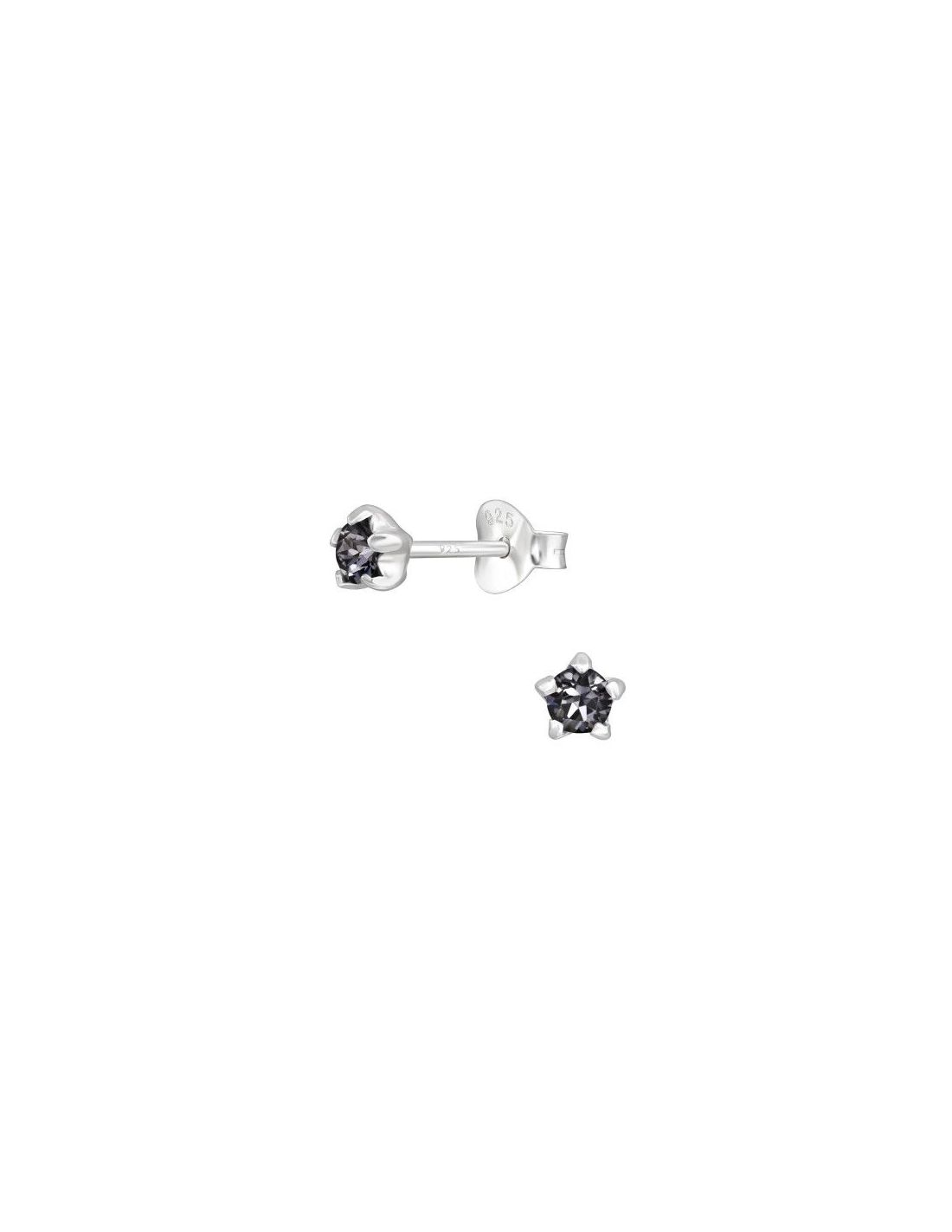 Aros de Plata Round Silver Night 4 mm...