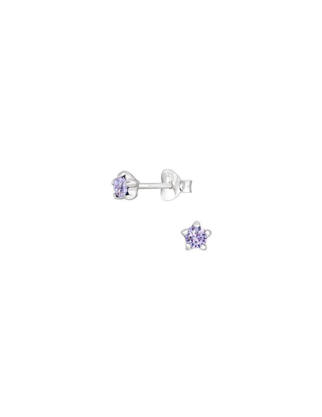 Aros de Plata Round Violet 4 mm x 4 mm