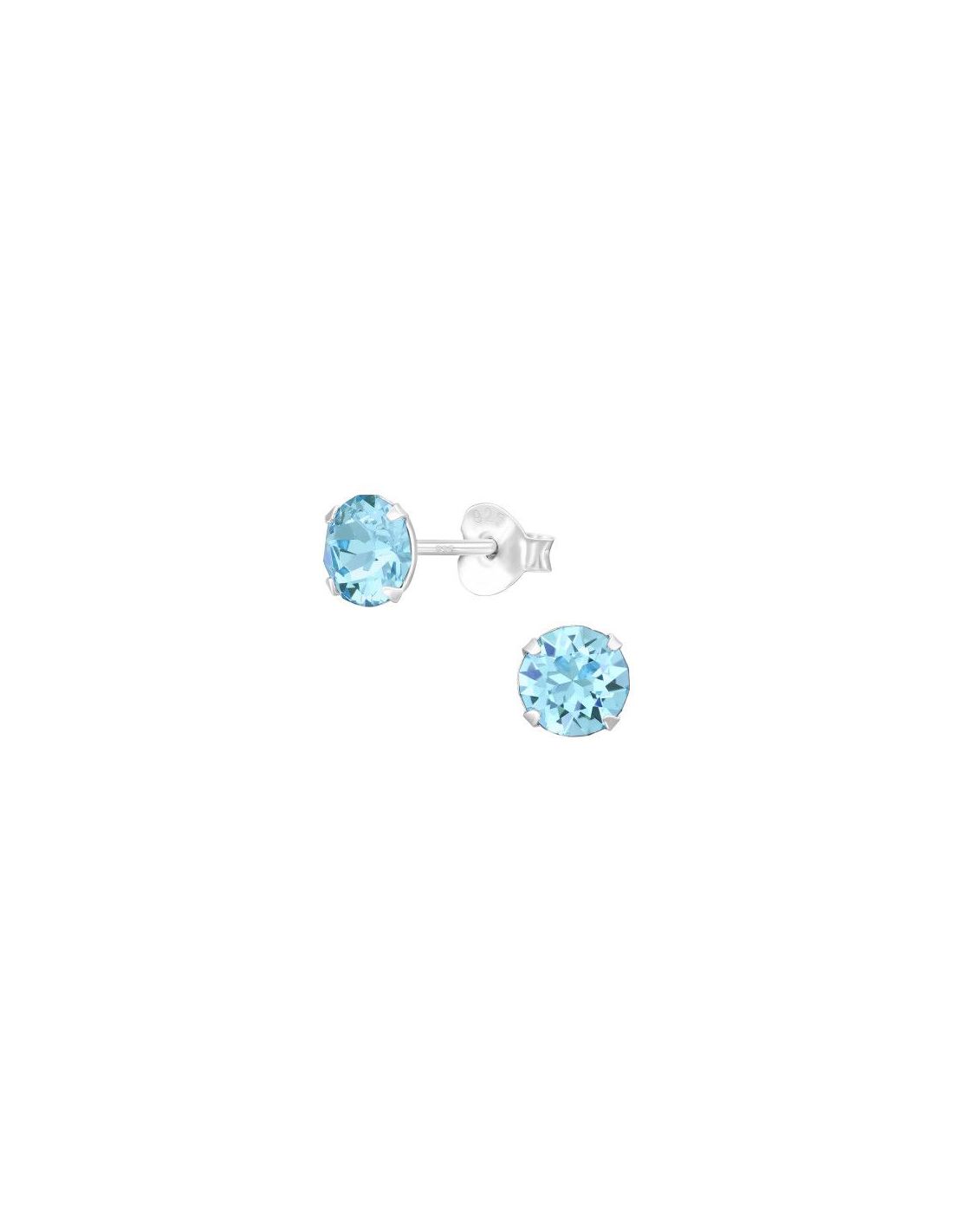 Aros de Plata Round Aquamarine 5.3 mm...