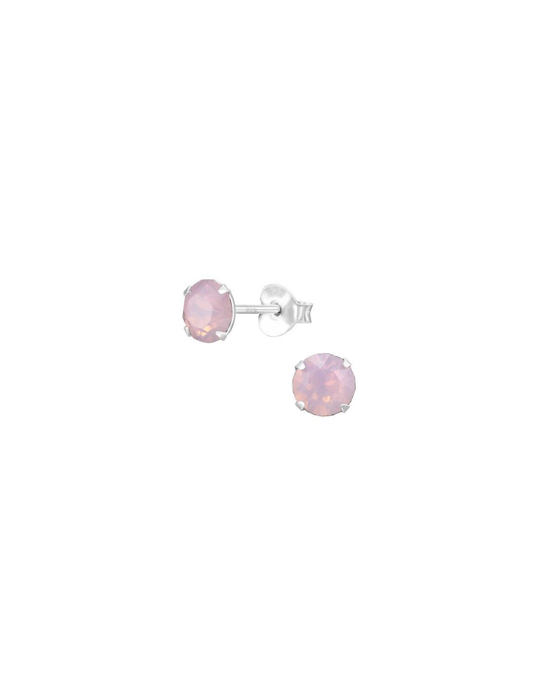 Aros de Plata Round Rose Water Opal...