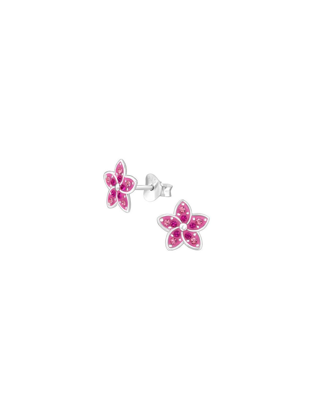 Aros de Plata Flower Crystal 9 mm x 8 mm