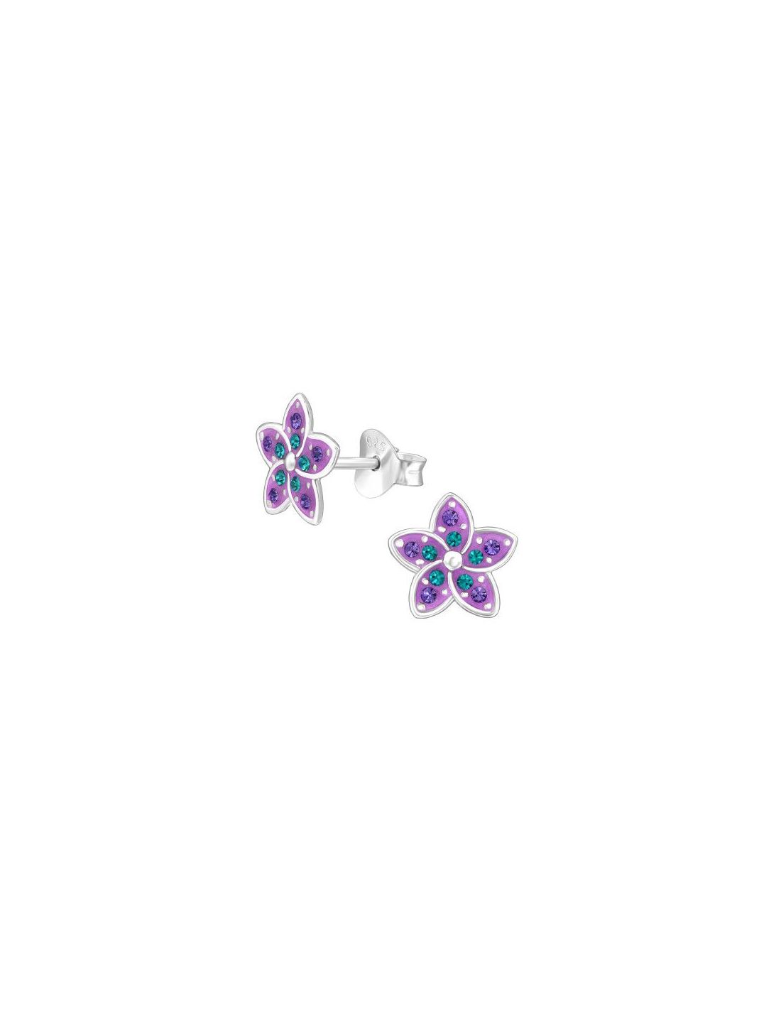 Aros de Plata Flower Crystal 9 mm x 8 mm