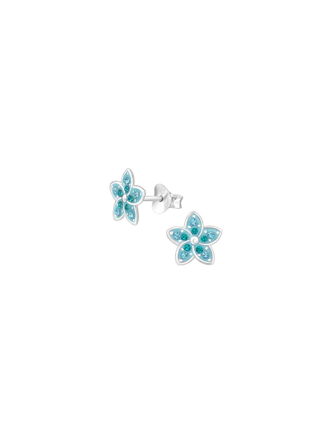 Aros de Plata Flower Crystal 9 mm x 8 mm