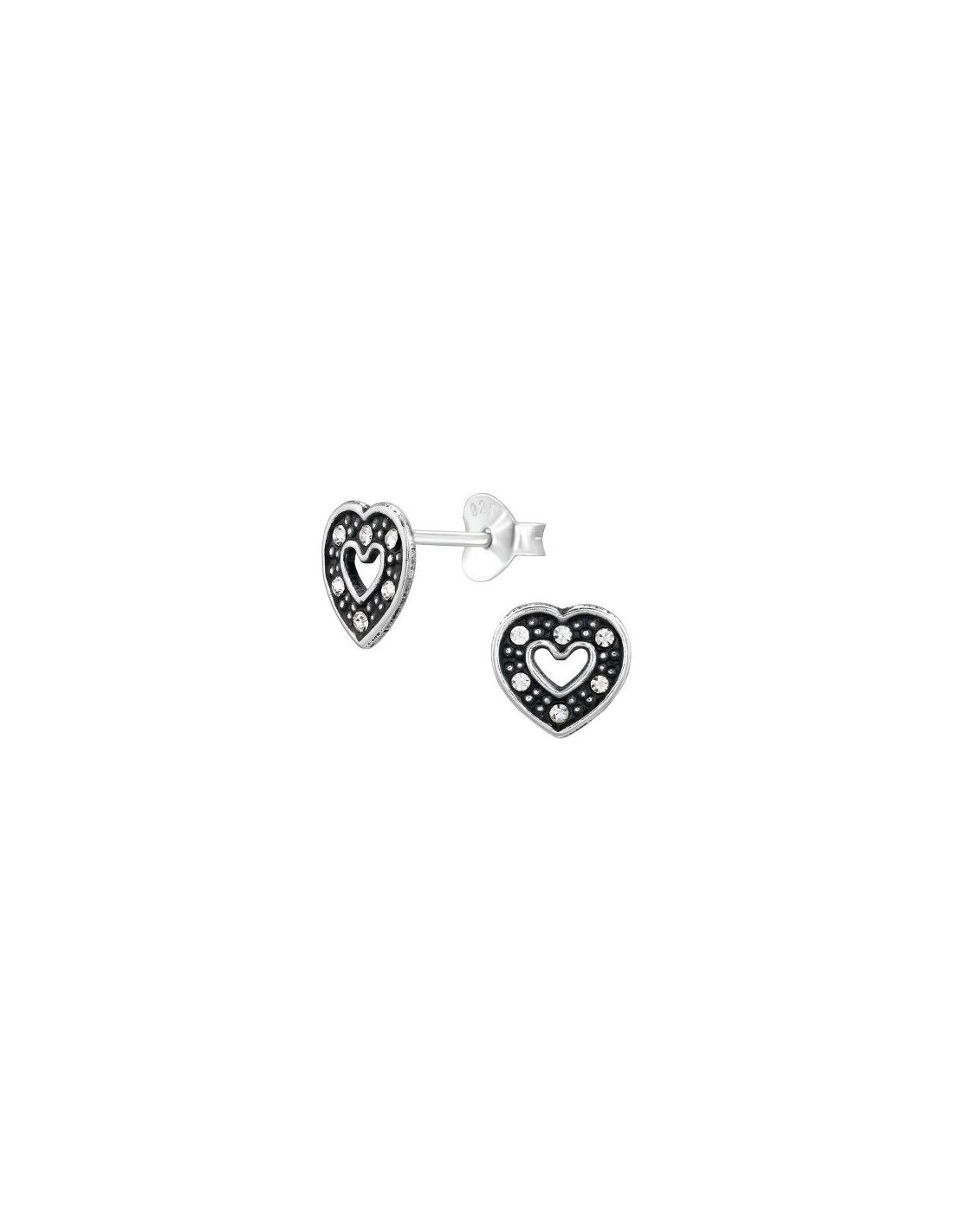 Aros de Plata Heart Crystal 8 mm x...