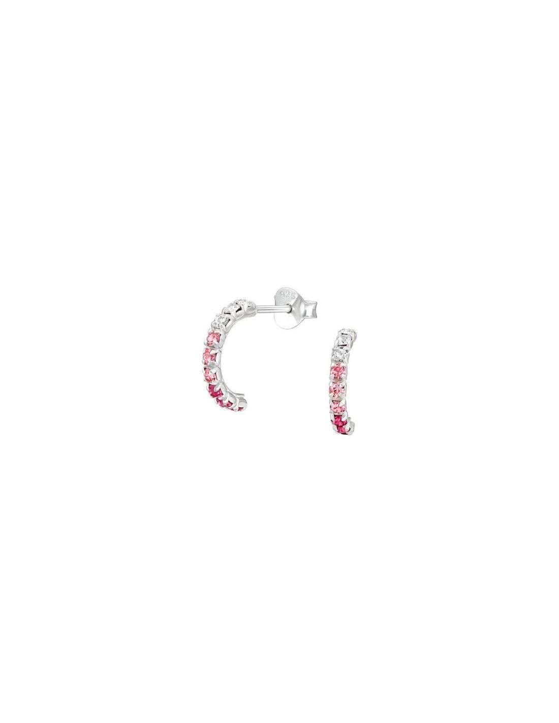 Aros de Plata Half Hoop Crystal 2 mm...