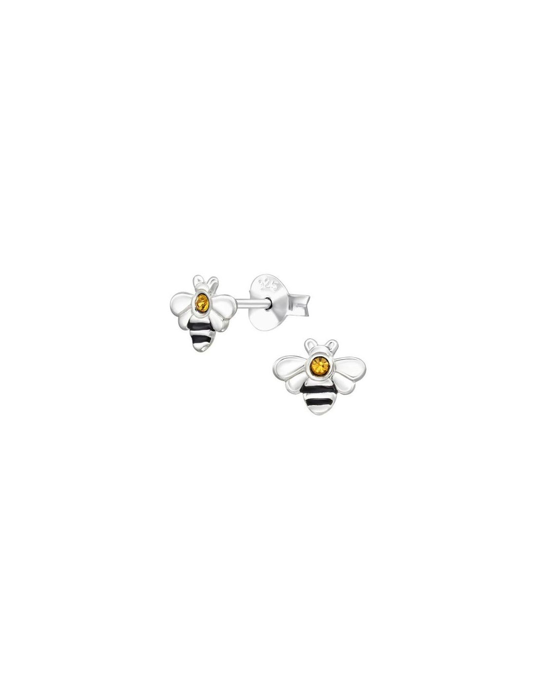 Aros de Plata Bee Crystal 7.3 mm x...