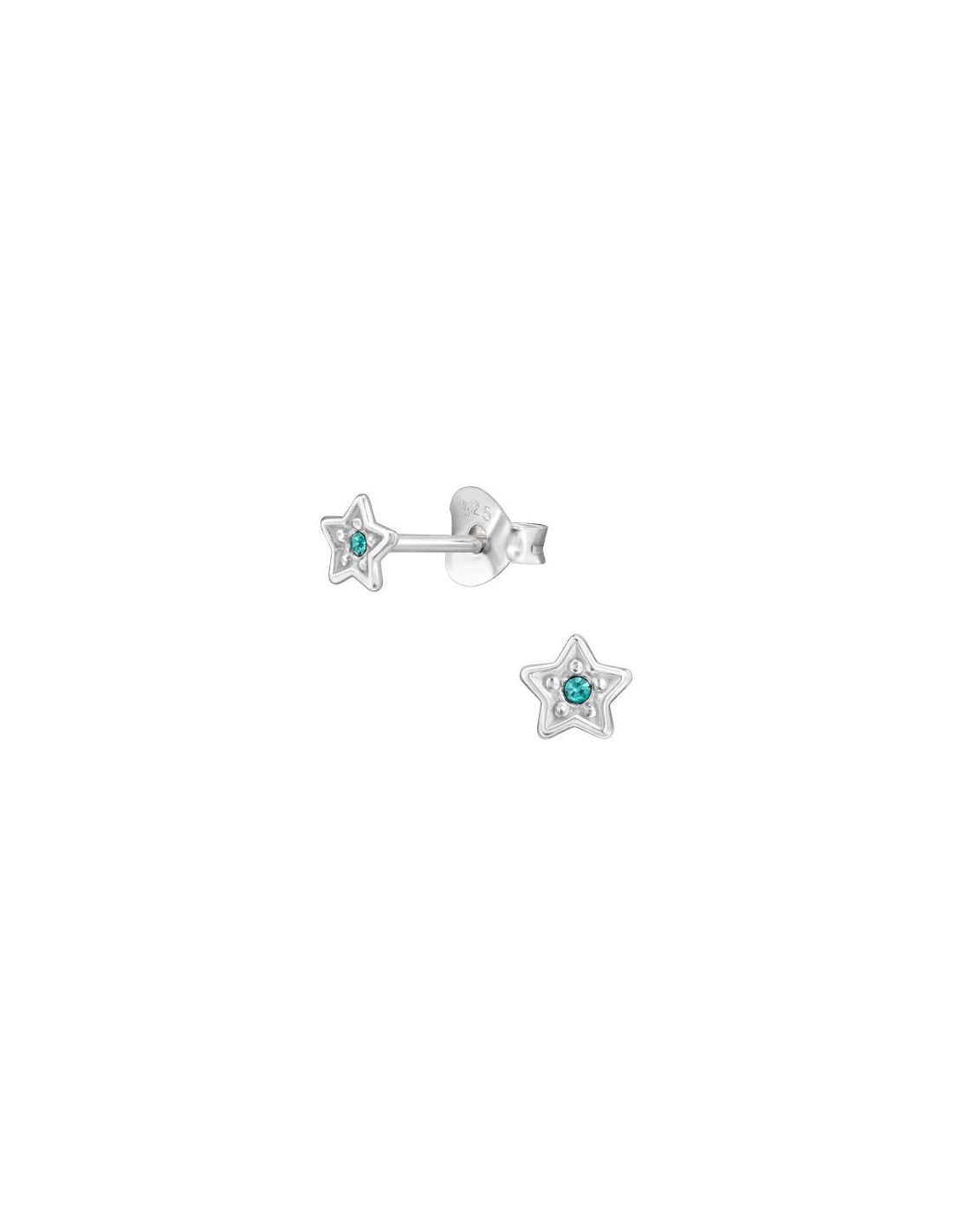 Aros de Plata 4Mm Star Blue Zircon 4...