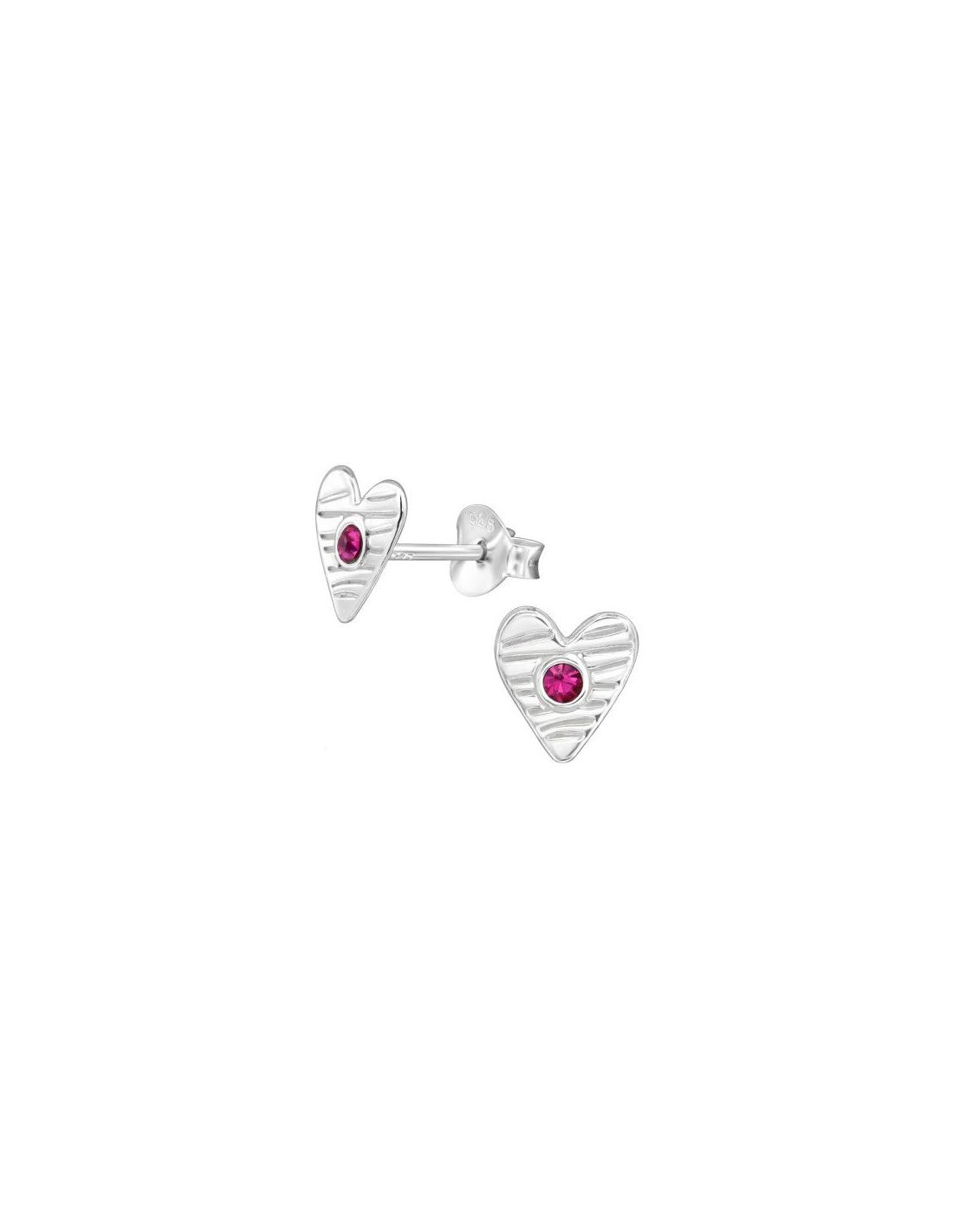 Aros de Plata 7Mm Heart Fuchsia 7 mm...