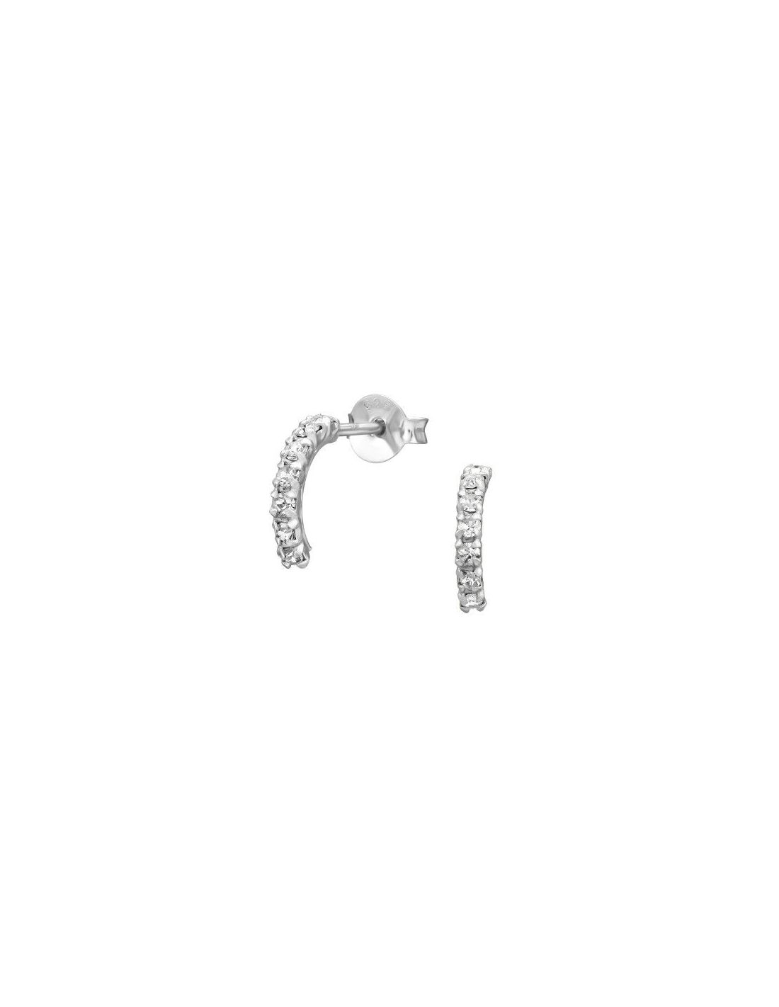 Aros de Plata Half Hoop Crystal 2 mm...