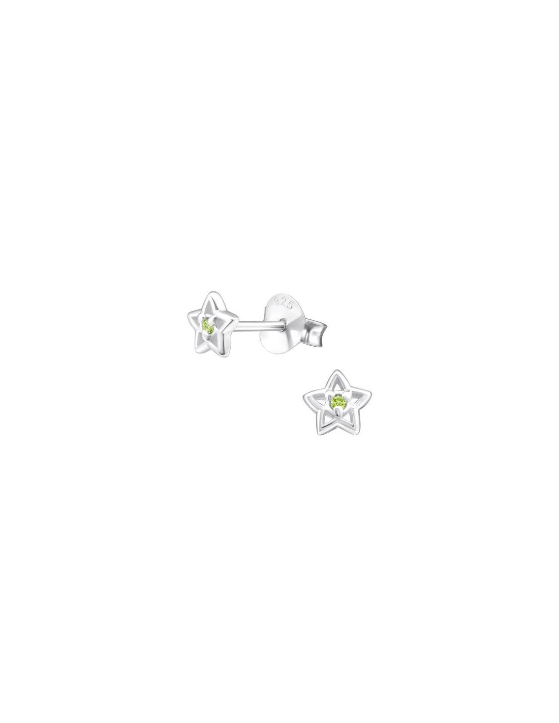 Aros de Plata Star CZ Peridot 5 mm x...