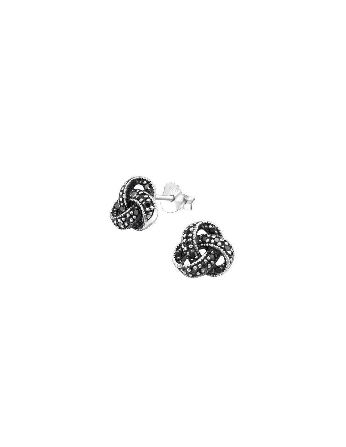 Aros de Plata Knot Black Spinel 8 mm...