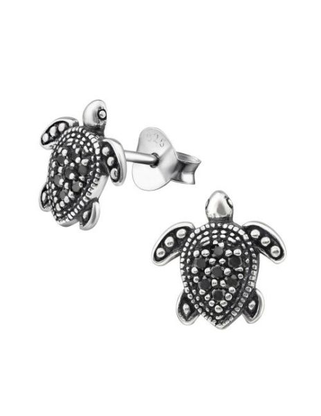 Aros de Plata Turtle Black...