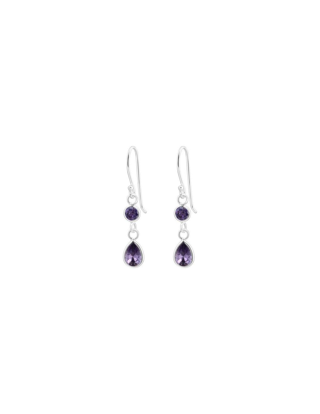 Aros de Plata Teardrop CZ Amethyst 6...