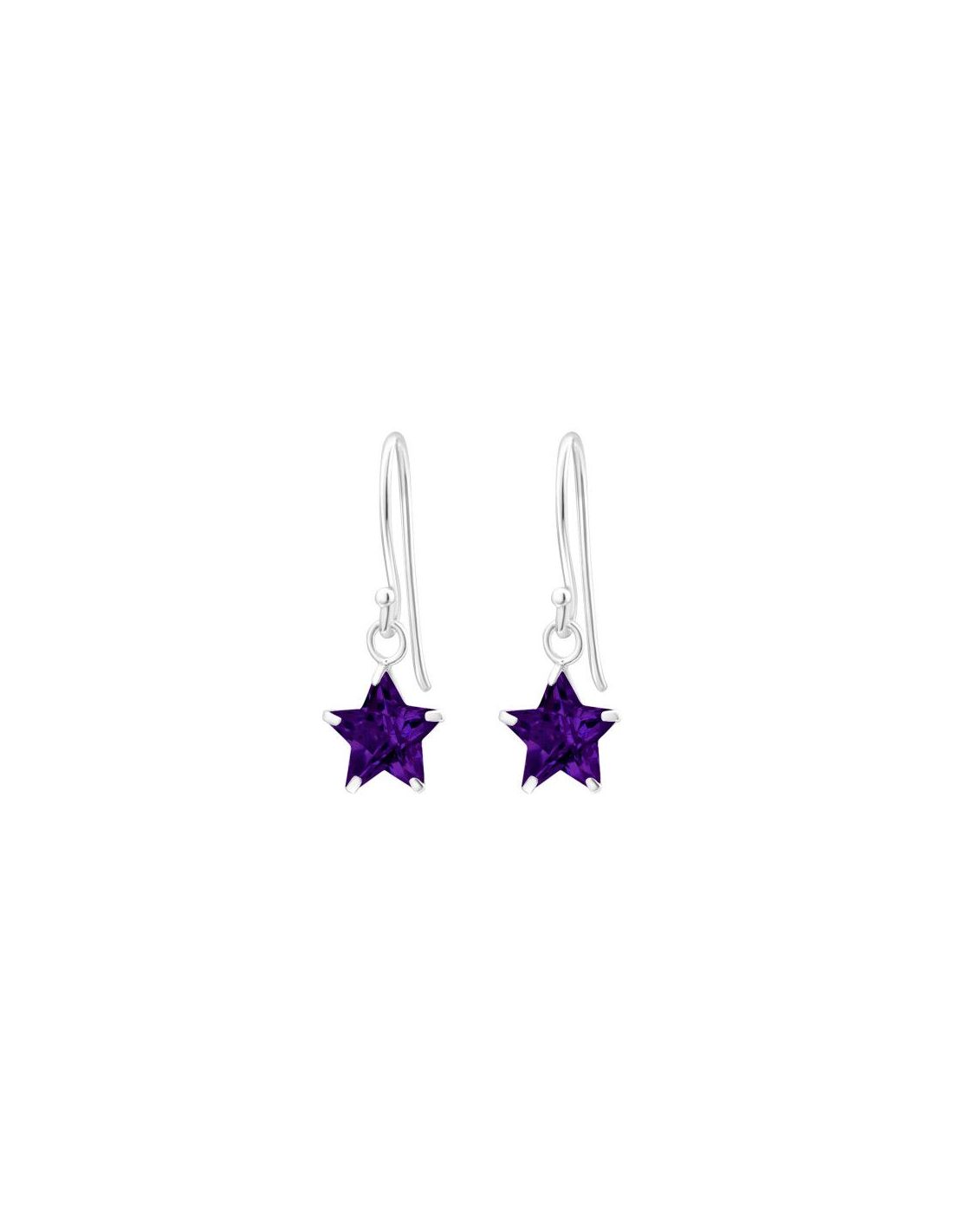 Aros de Plata Star CZ Amethyst 8 mm x...