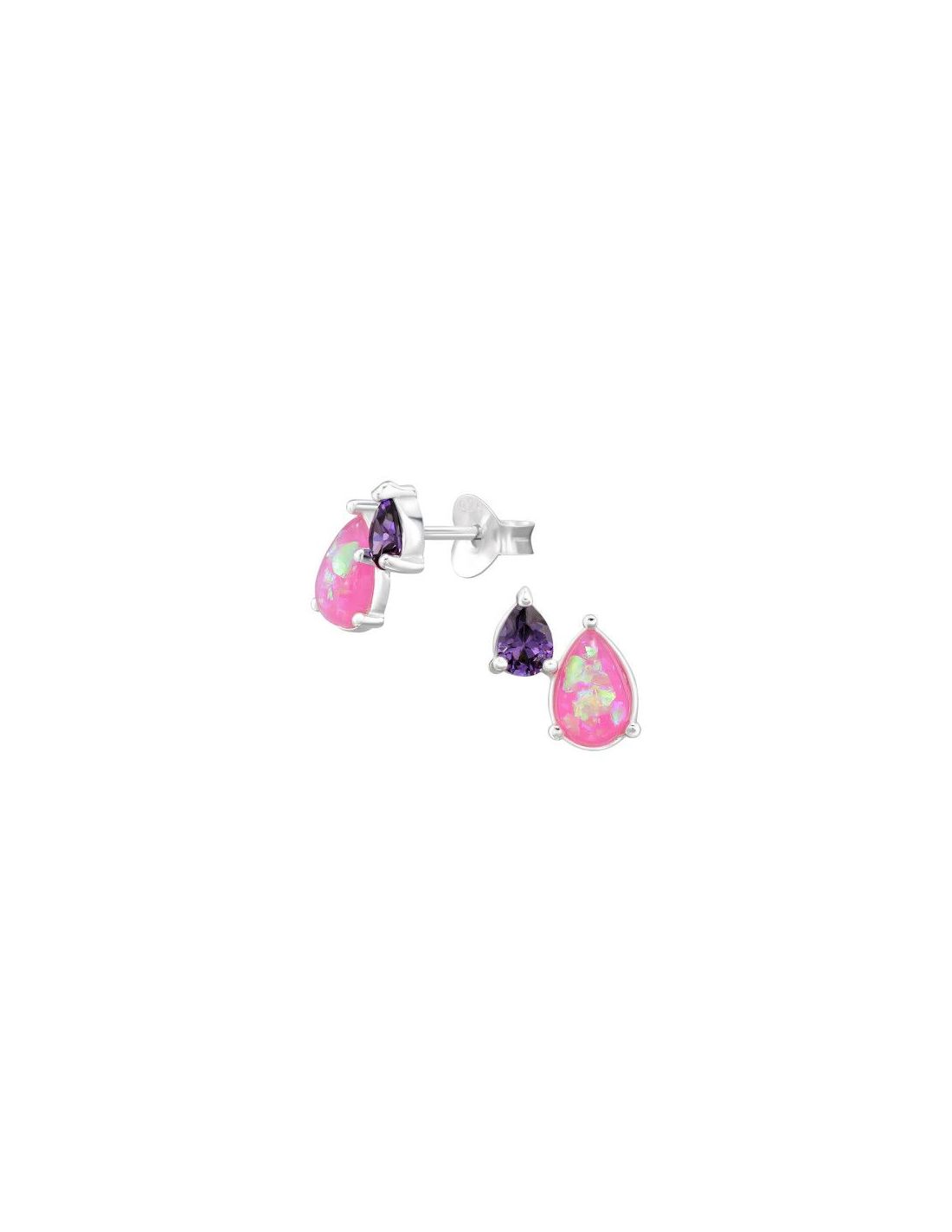 Aros de Plata Teardrop CZ Amethyst...