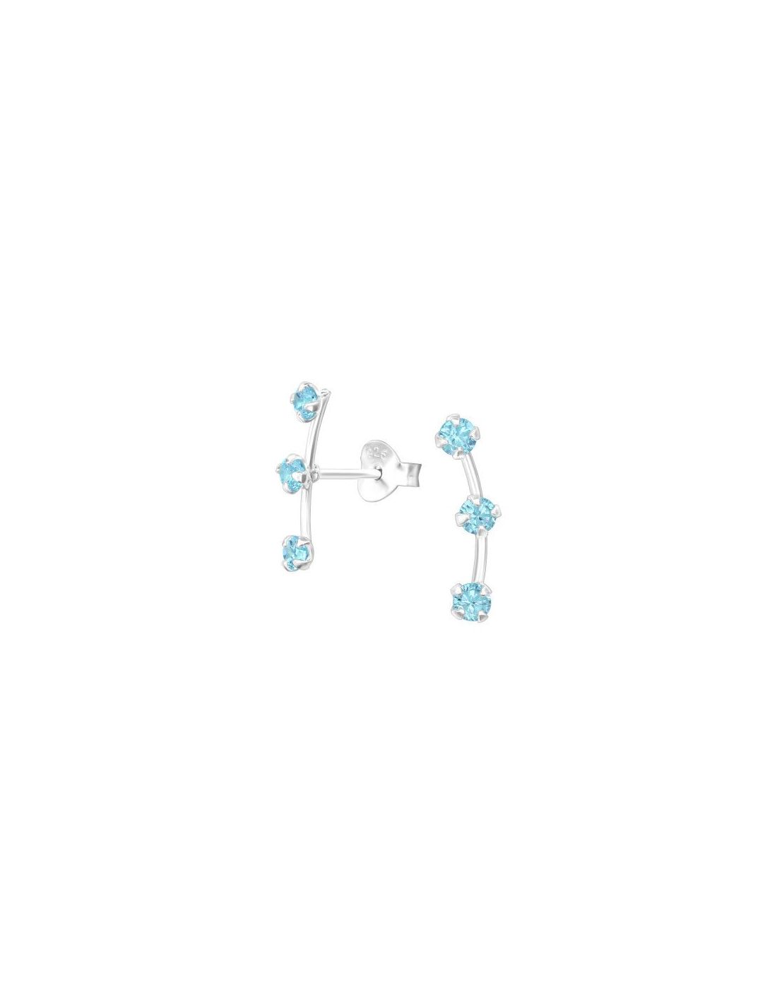 Aros de Plata Sparkling CZ Aqua 4 mm...