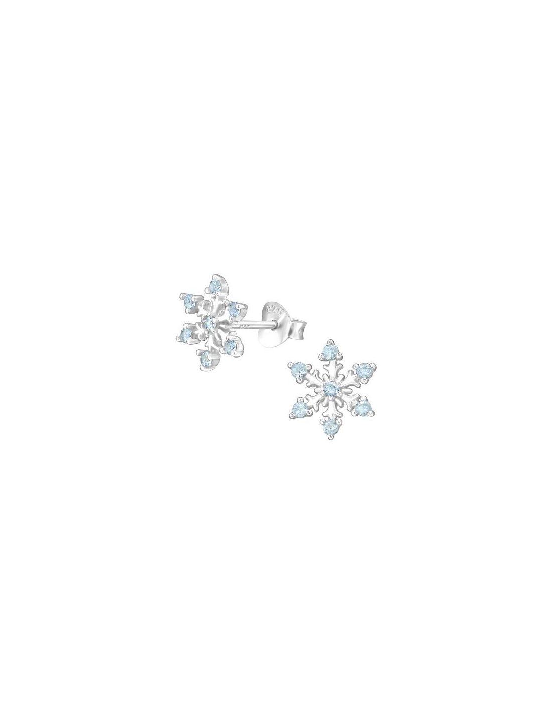 Aros de Plata Snowflake CZ Aqua 10 mm...