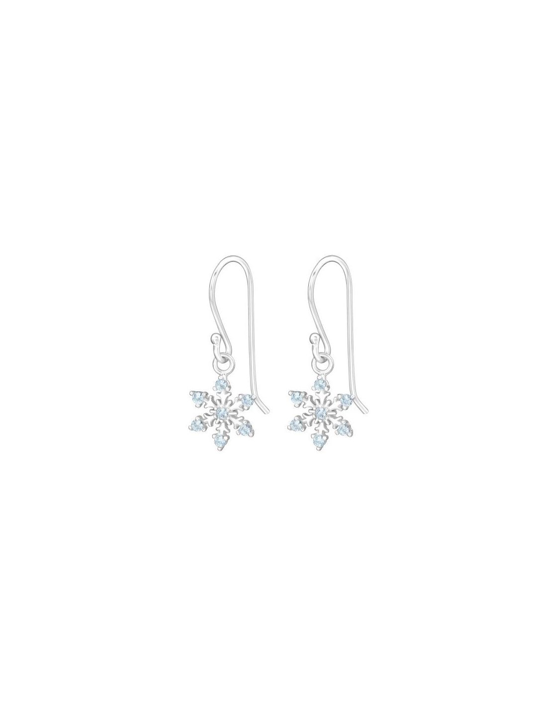 Aros de Plata Snowflake CZ Aqua 10 mm...