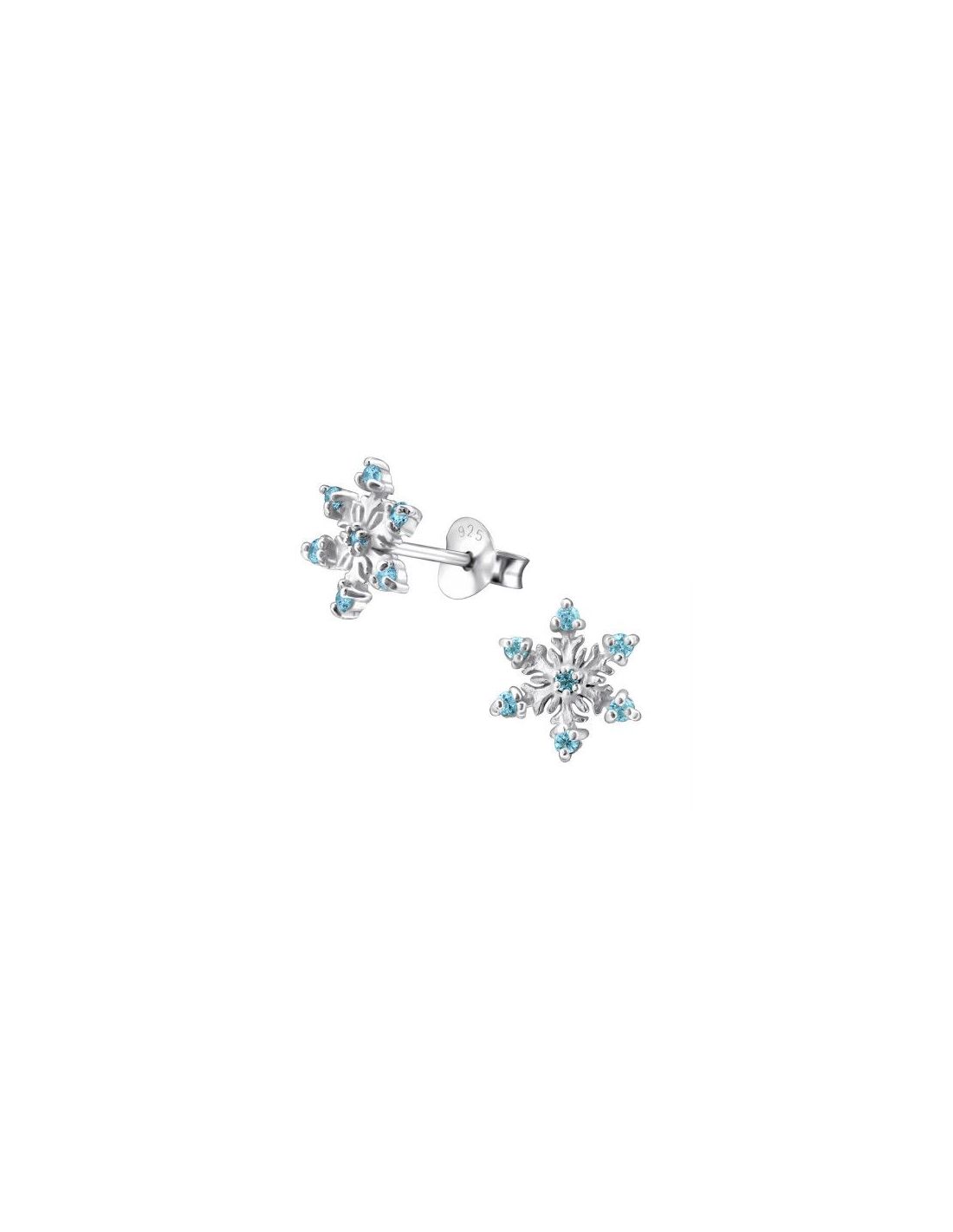 Aros de Plata Snowflake CZ Aqua 8 mm...