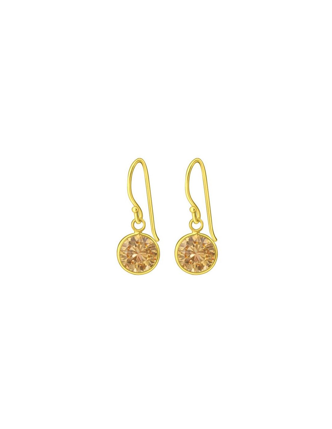 Aros de Plata Round CZ Champagne 8 mm...