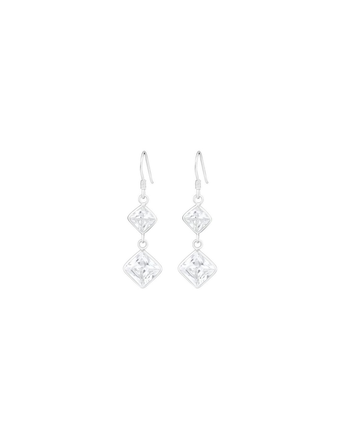 Aros de Plata Hanging Squares Cubic...